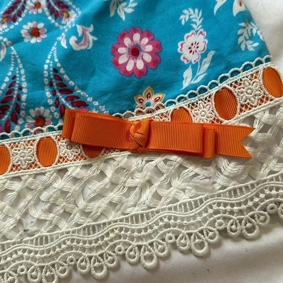 Counting Daisies Aqua Orange Paisley Print Sleeveless Dress Size Girls 3T - Picture 3 of 5